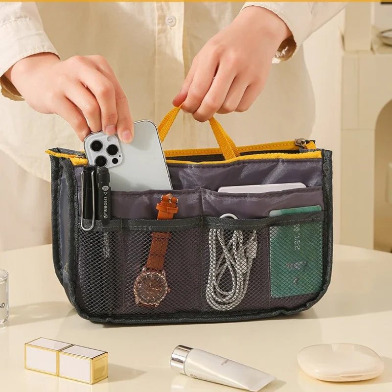 Multi Functional Sponge Inner Bag Double-layer Zipper Bag Middle Bag Convenient Travel Large Capacity Partitioned Storage Bag