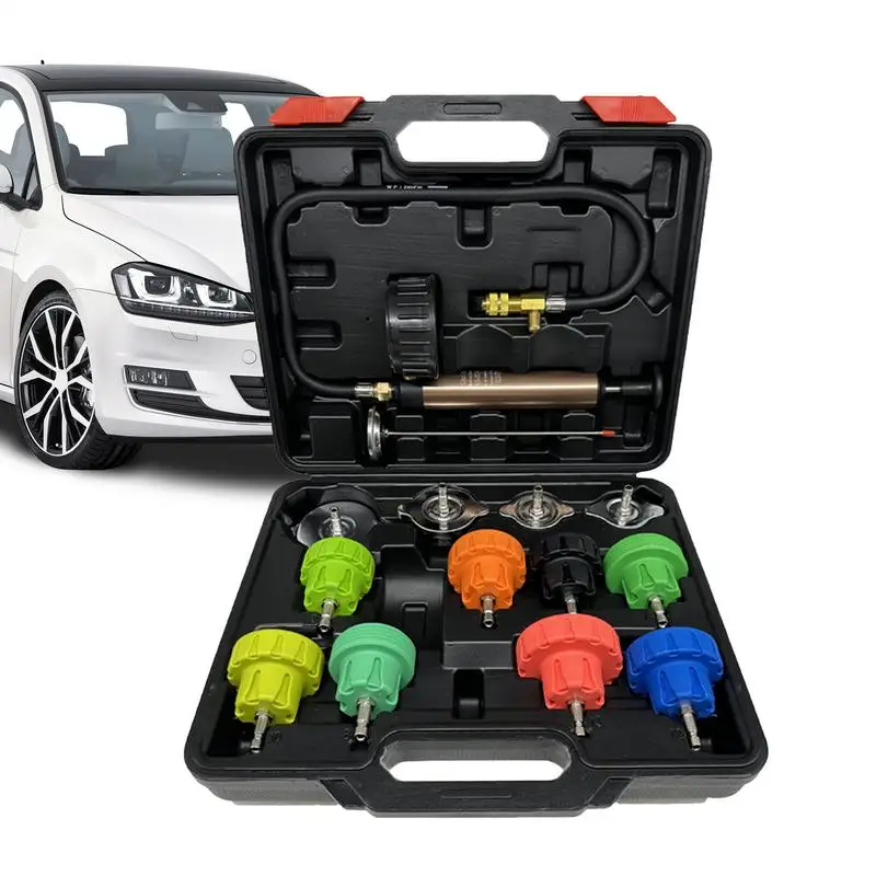 

Coolant Pressure Tester Kit Automotive Tool 14 Pieces Oil System Pressure Tester Radiator Vacuum Tool And Refill Kit For
