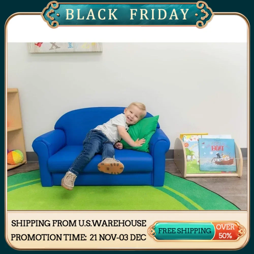 As We Grow Toddler Sofa, Blue, CF805-197, Flexible Seating for Daycare or Preschool, Kids Reading Couch, Playroom Furniture