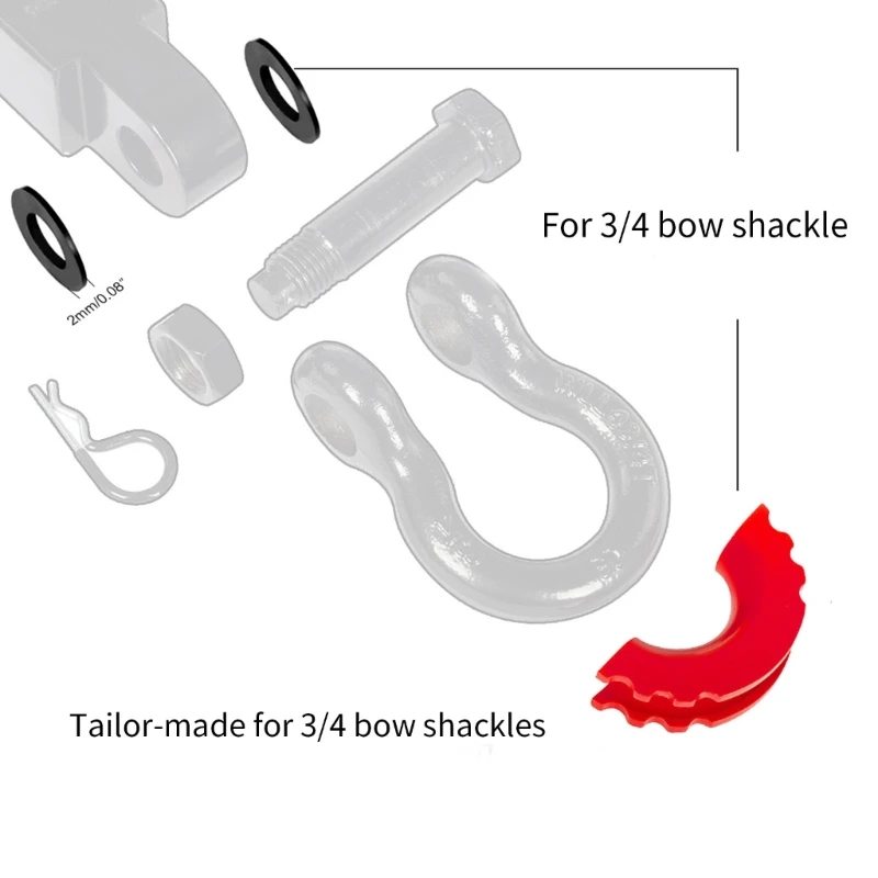 DRing Shackle Covers & 4 Pcs Washers for 3/4 inch Shackle Gear Design Rattling Dropship