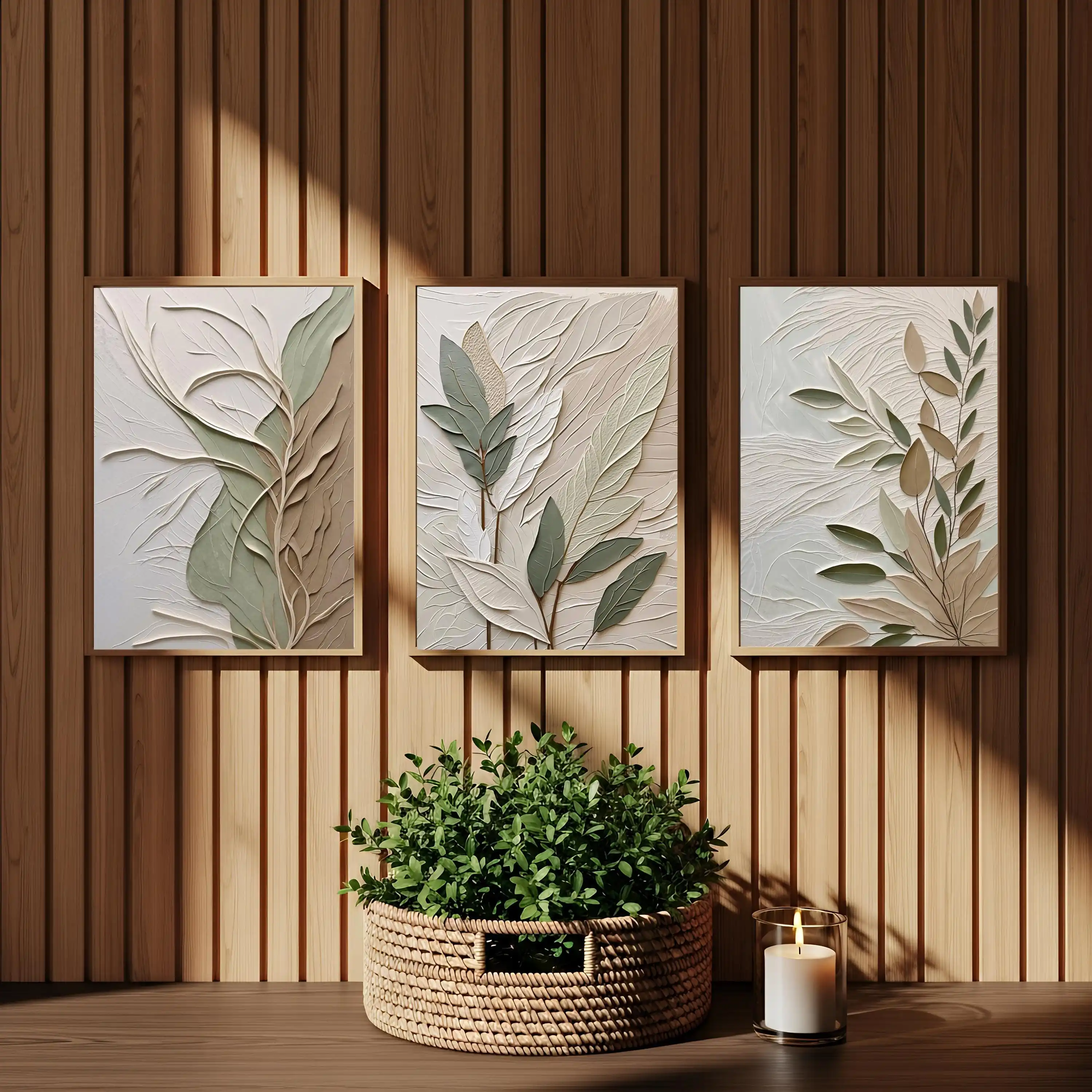 3pcs Textured Leaf Art Poster - đánh giá và giá Home Decor Luxury