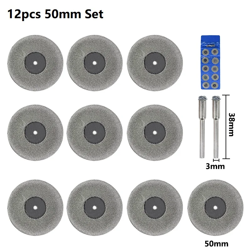 12 Stuks 16-60 Mm Mini Diamantdoorslijpschijf Met Doorn Cirkelzaagblad Voor Dremel Rotary Tool hout Steen Plastic Glazen Tegel