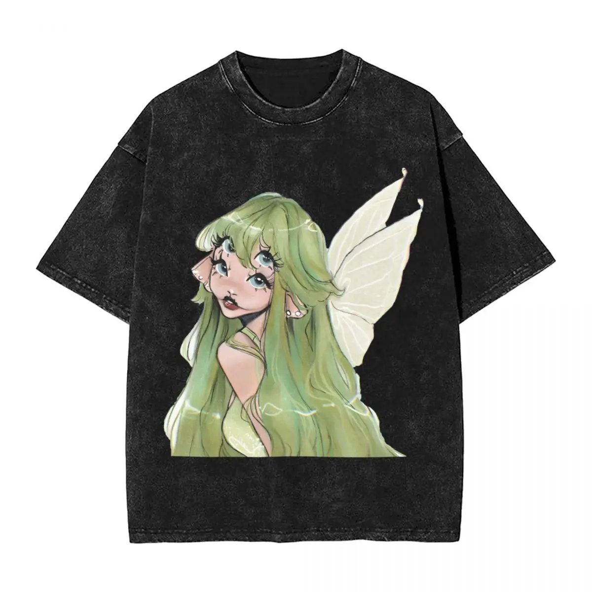 Washed T Shirt Melanie Martinez Butterfly Singer Hip Hop Vintage T-Shirt Oversize Music Streetwear Tops Tees for Men Women