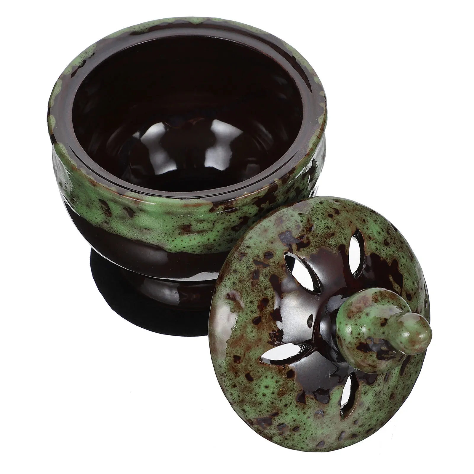

1Pcs Ceramic Aroma Burner Hollow Out Design Incense Holder Home Therapy Censer Decoration Desktop Censer Ornament Adorn