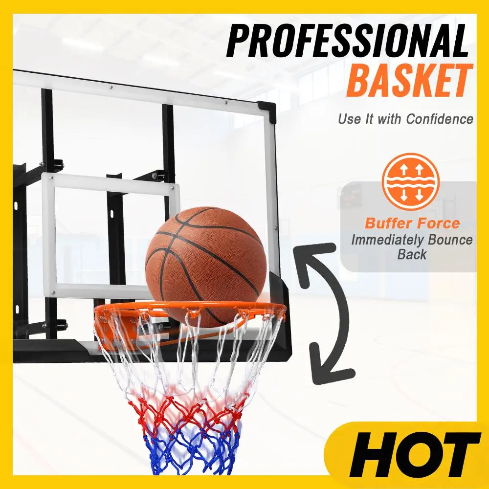 

47-Inch Wall Mounted Backboard and Rim Combo Backboard Rim Combo for Garage Indoor & Outdoor Use