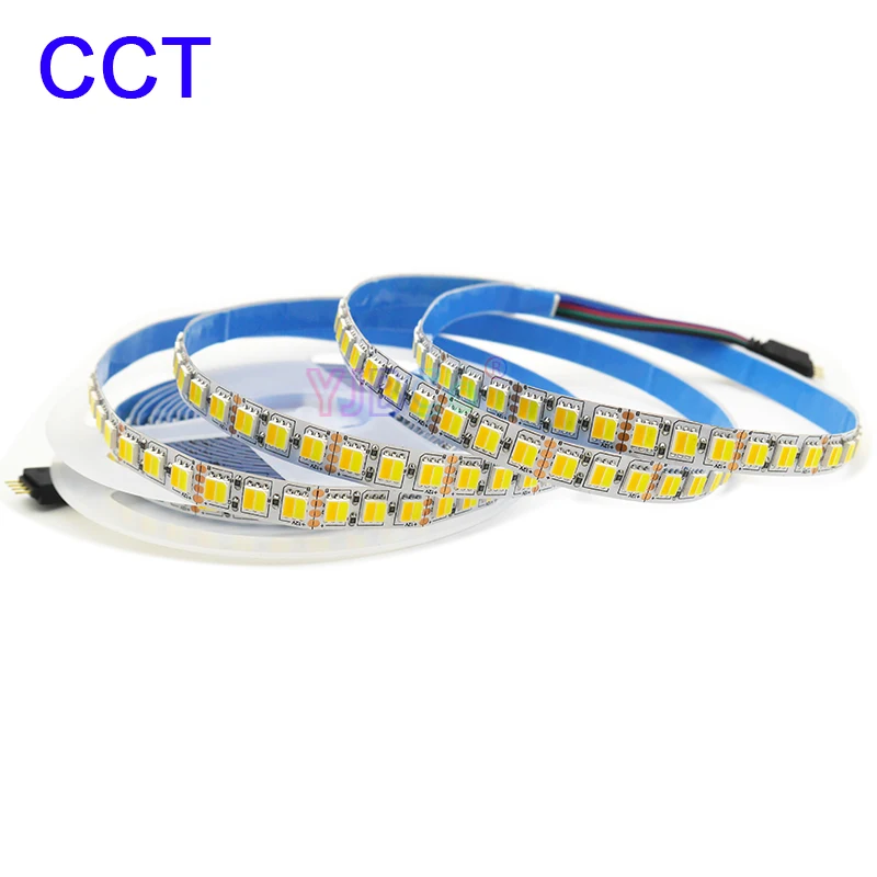 

12V 24V 5m High Bright 2 in 1 (White+Warm White) CCT LED Strip 120 LEDs/m SMD 5050 Light Tape Flexible Lamp Tape 10mm White PCB