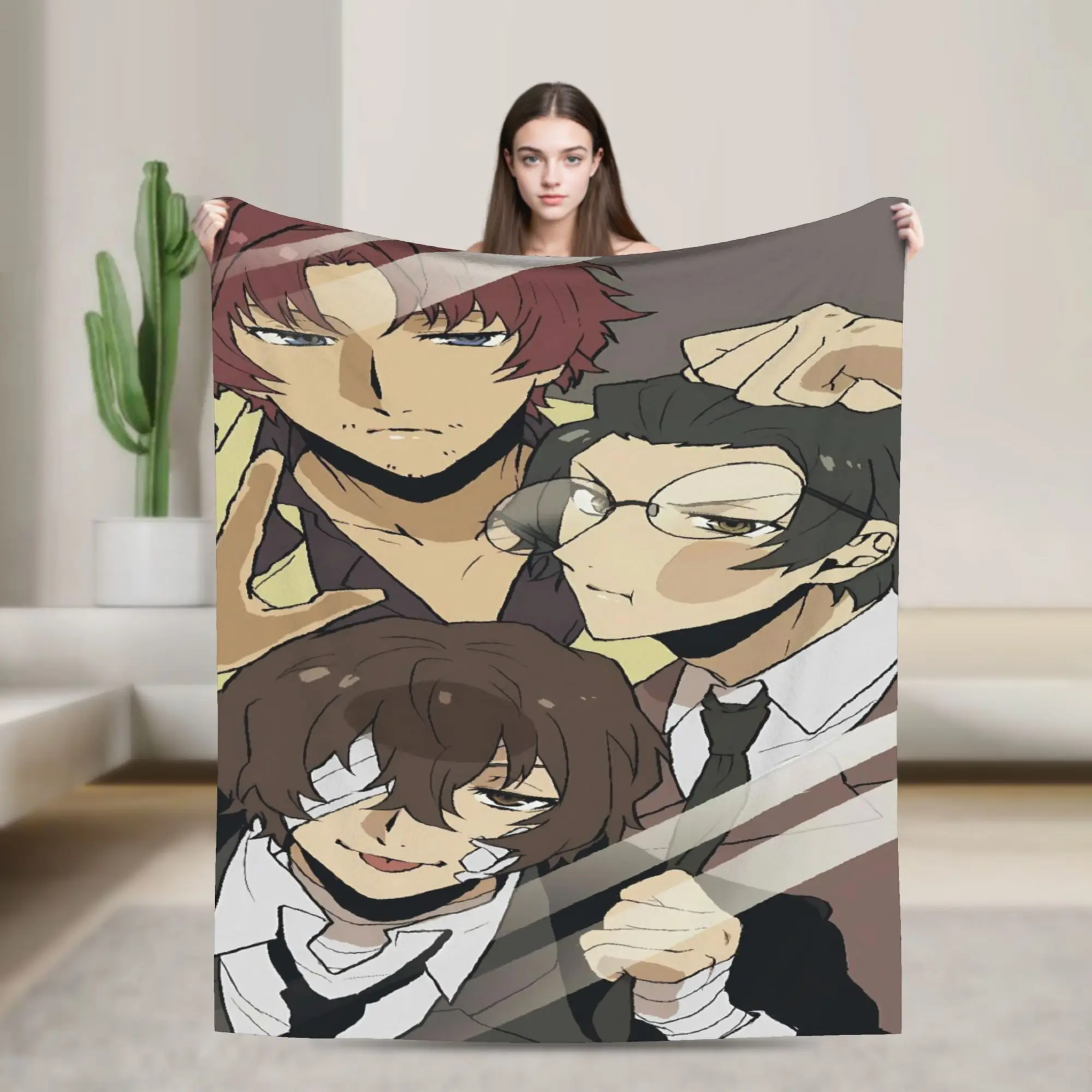 Bungo Stray Dogs Soft Warm Blanket Airplane Travel Plush Throw Blanket Street Trend Living Room Flannel Bedspread Sofa Bed Cover