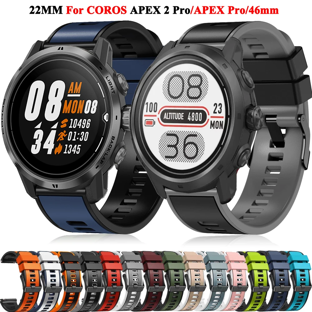 22mm Silicone Bracelet For COROS APEX 2 Pro/46mm Smart Watch Band Watchband Sport Wristband Polar Vantage M/M2/Grit X Pro Straps