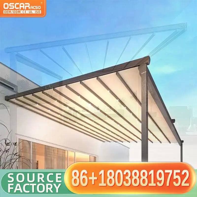 Pérgola Retráctil de Aluminio con Marco de PVC y Control Remoto, Toldo Lateral para Automóvil, Toldo Retráctil para Patio Exterior y Jardín