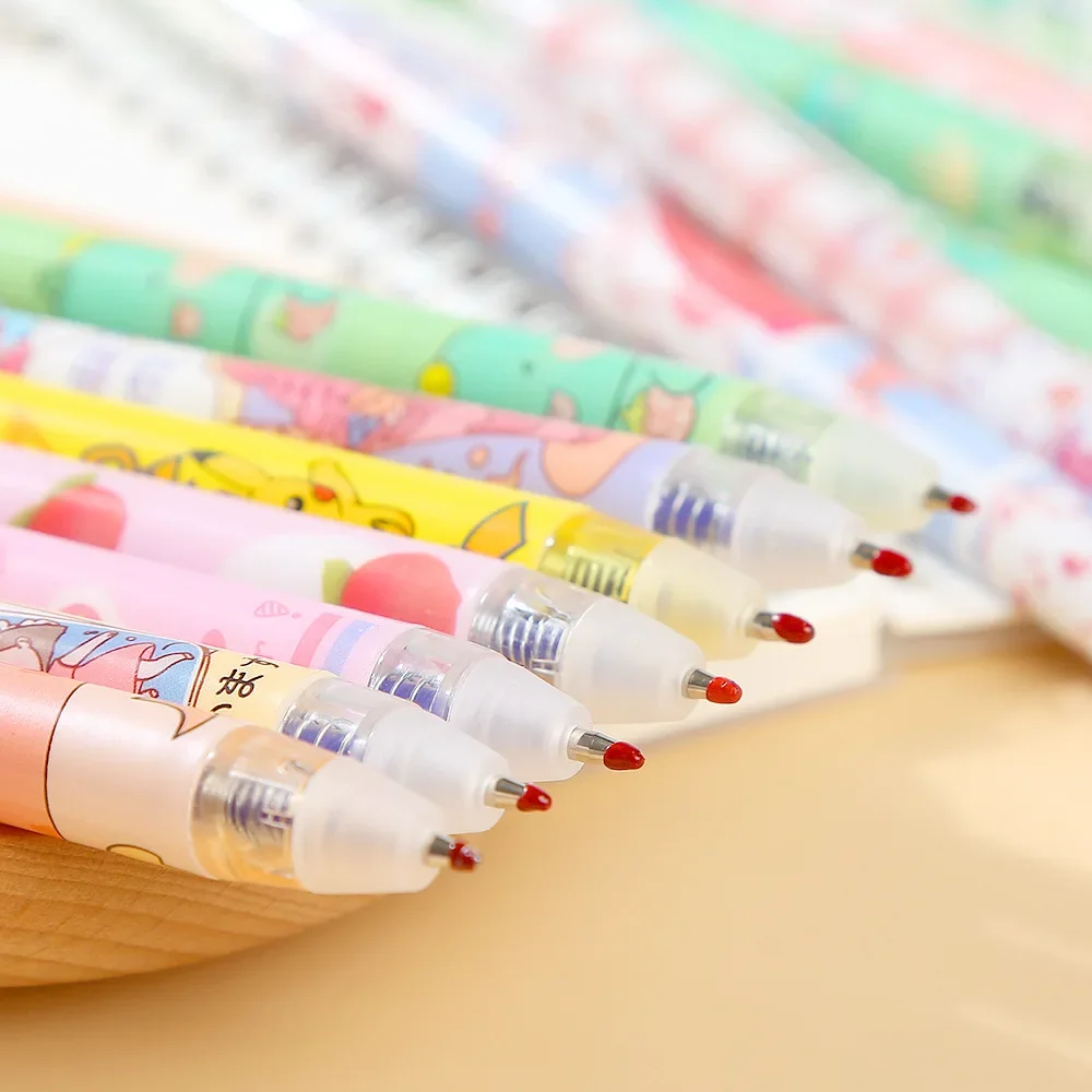 

10 шт./лот, стираемые гелевые ручки с милым мультяшным рисунком, 0,5 мм, синие сменные волшебные стираемые ручки для письма, детские каваи, школьные и офисные канцелярские принадлежности
