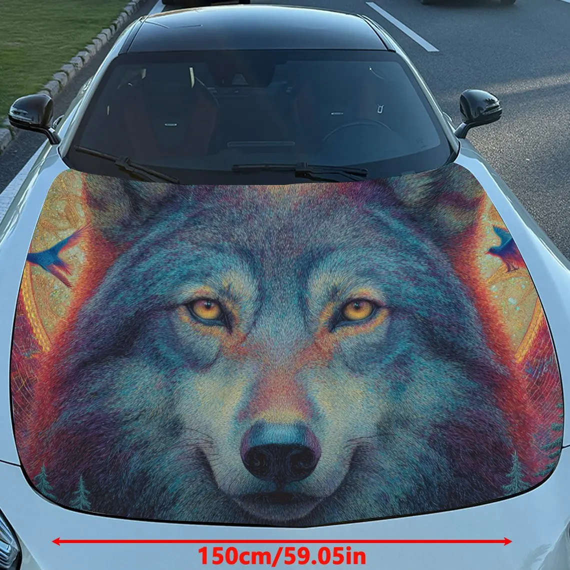 Car Decals Vivid Wolf Head Pattern, Featuring a Lifelike Wolf with Piercing Eyes and Fluffy Fur, Adding a Touch of Wild Charm Ca