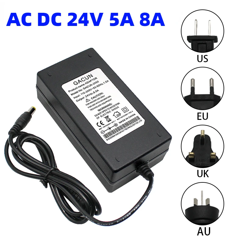 

Power Adapter AC to DC 24V 5A 8A Converter Transformer 24 v Power Supply Charger 220V For LED Strip and logitech racing wheel