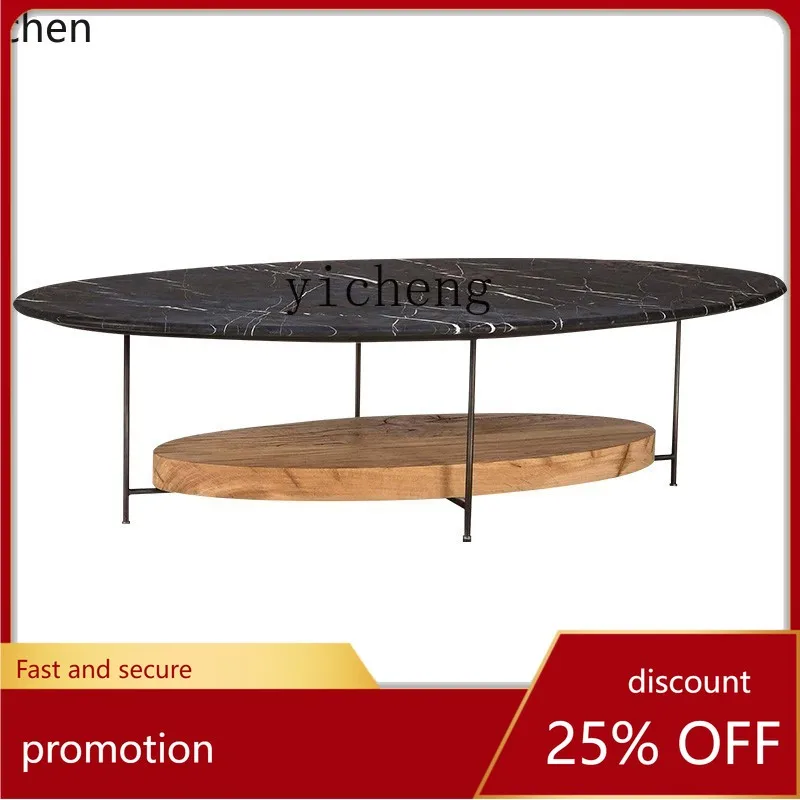 

Кофейный столик ZML в стиле ваби-саби из мрамора и массива дерева, двухъярусный, креативный, из натурального дерева, для чая и кофе