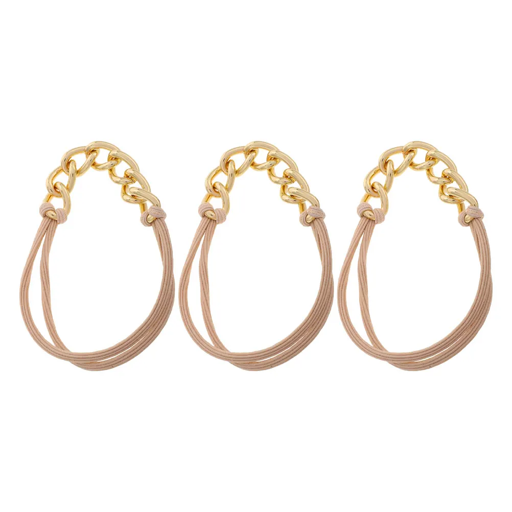 

3pcs Alloy Chain Braided Ponytail Holders Decorative Accessories For Women Girls Electroplated Metal Scrunchies Elastic