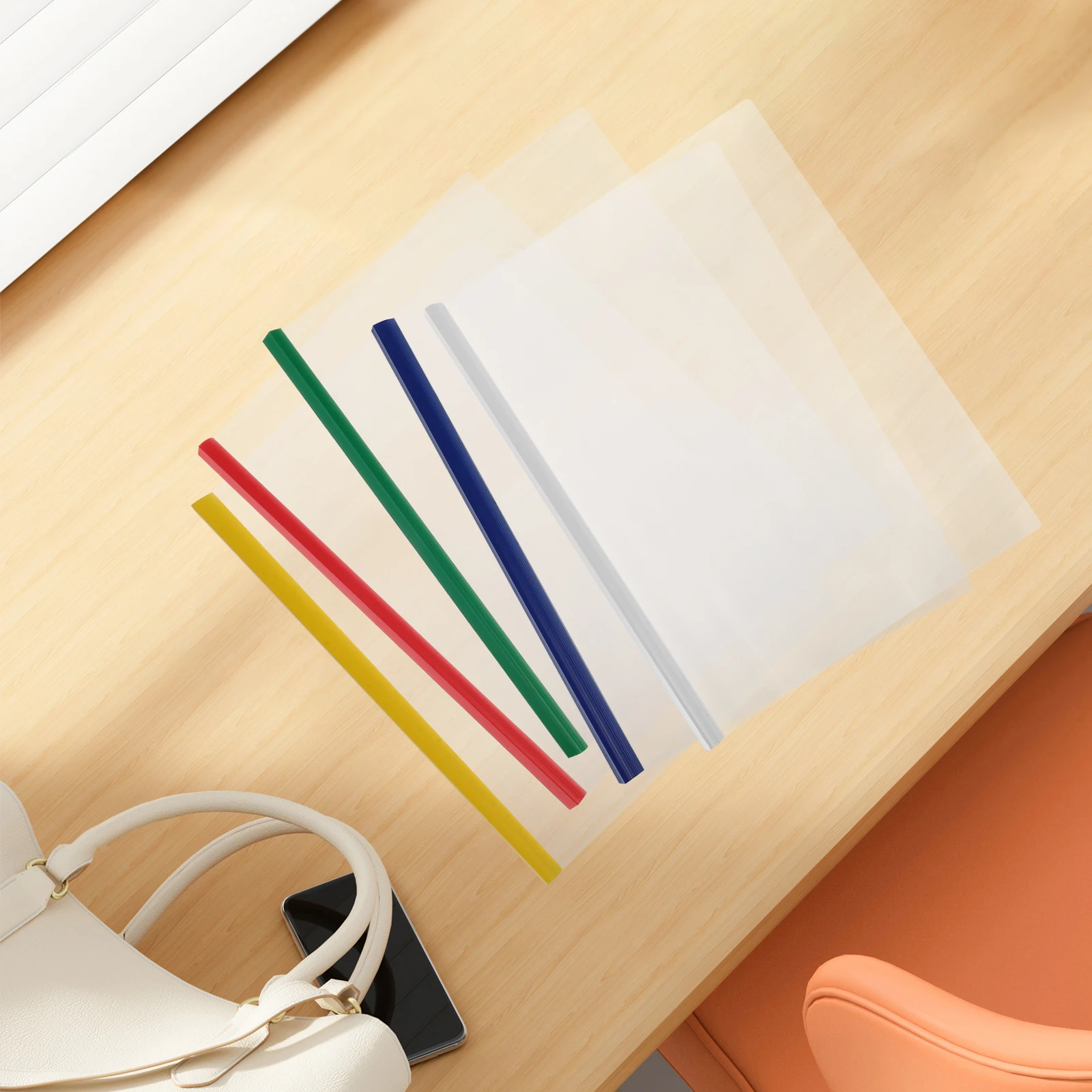 

10Pcs Clear Plastic Slide Rod File Folders Document Organizer Transparent A4 Paper Holder Filing Folder Presentation