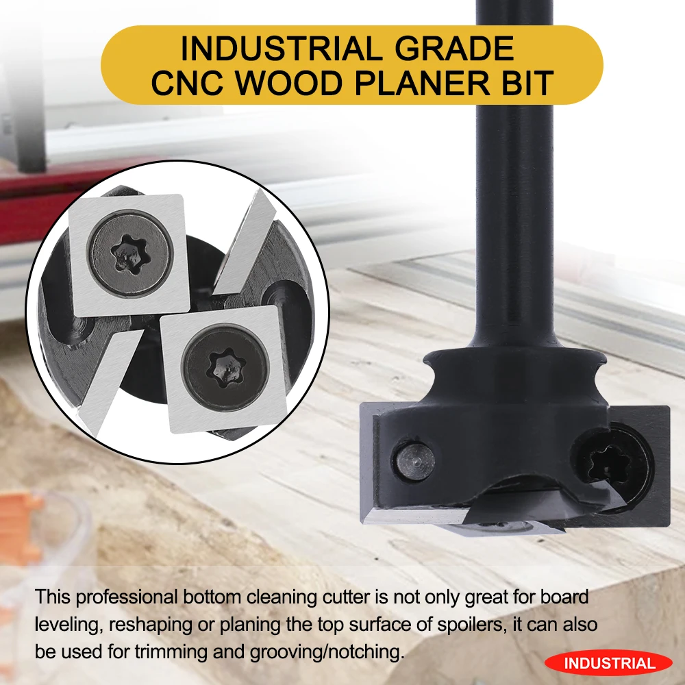 XCAN Fresa 1/4 '' Gambo CNC Spoilboard Surfaing Route Bit Inserto in metallo duro Lastra per appiattire Punta per pialla di legno per compensato