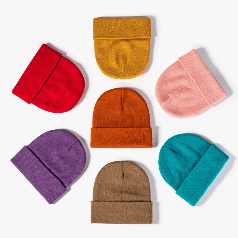 Angepasst Gedruckt Logo Männer Warm Halten Bördeln Kalte Hüte Frauen Outdoor-Mode Vielseitig Einfarbig Einfache Gestrickte Kappen – Detail 4