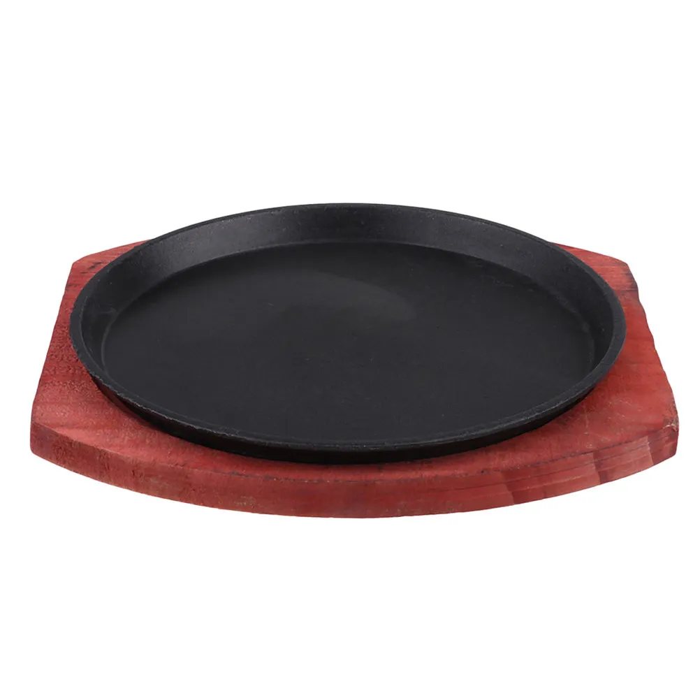 Cast Iron Sizzling Plate Thickened Round Nonstick Surface for Steaks Chicken Fajitas Induction Cooktop Grilling Home Kitchen Bbq