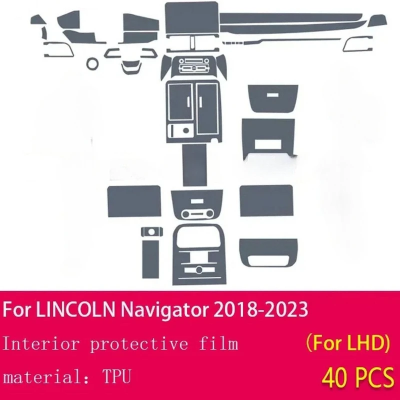 For Lincoln Navigator 2018-2023 Car Interior Center Console Transparent TPU Protective Film Anti-scratch Sticker