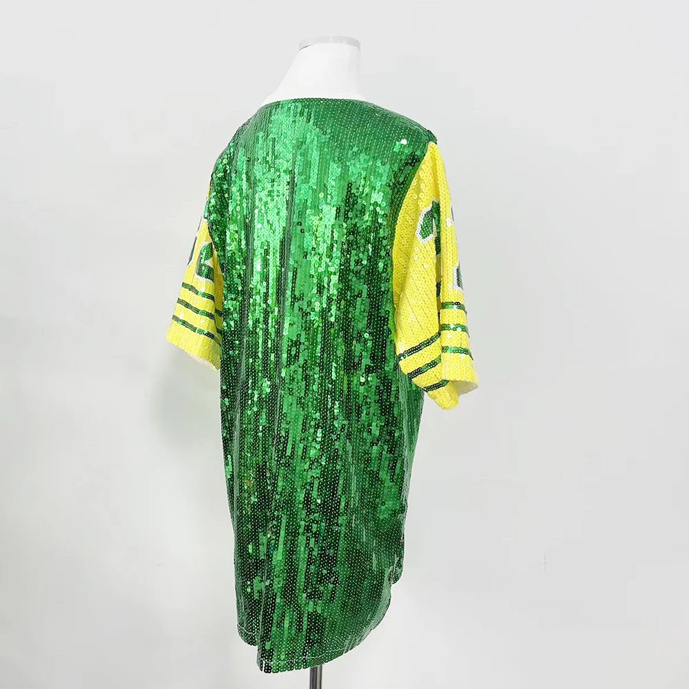 Yellow-green sequined Chi Eta Phi Greek organization symbol 32 Sisters Women's T-shirt