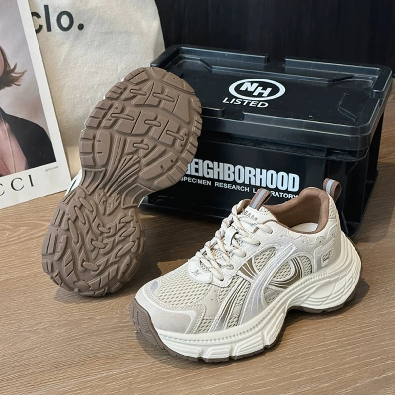 2025 Autumn New Breathable Shoes Women Versatile Lightweight Soft Sole Sneakers Casual Shoes Women Trendy Heightened Mesh Shoes
