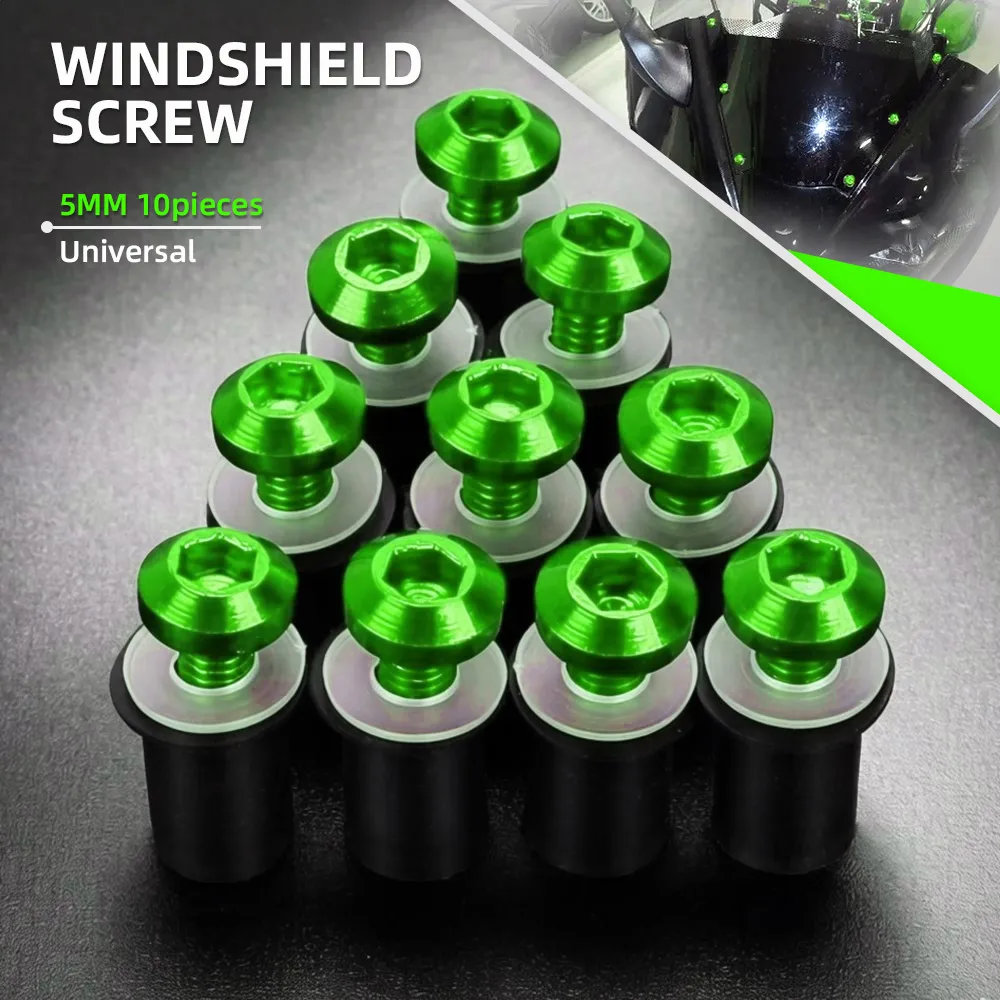 

5MM 10PCS Windshield Screw Rubber Nuts Fairing Bolts Kit For KAWASAKI Ninja 250 300 650 H2R 250R ZX6R ER6N ZX14R Accessories