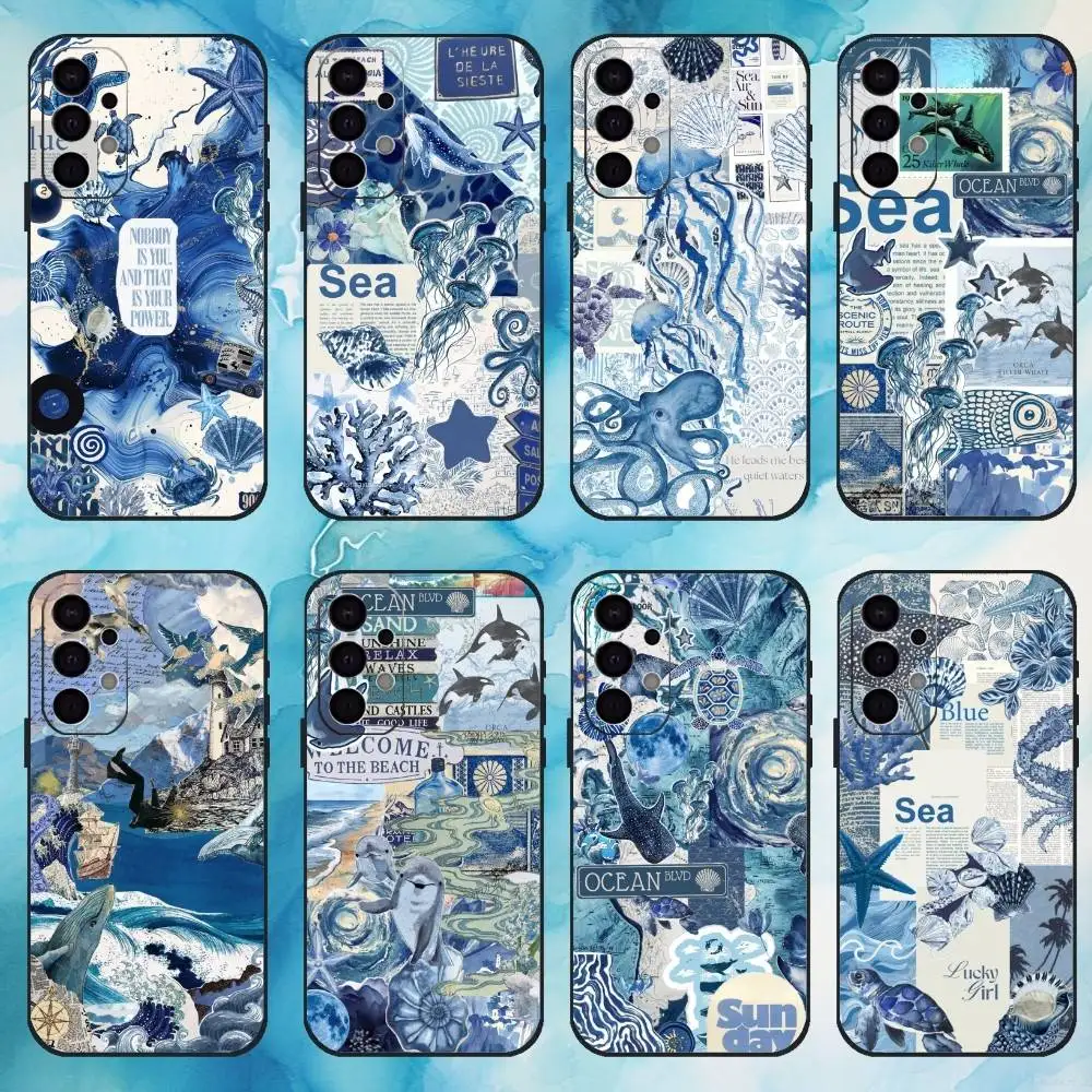 

Blue Ocean Phone Case For Samsung Galaxy A73,A72,A71,A70,A53,A52,A51,Soft Silicone Black Cover