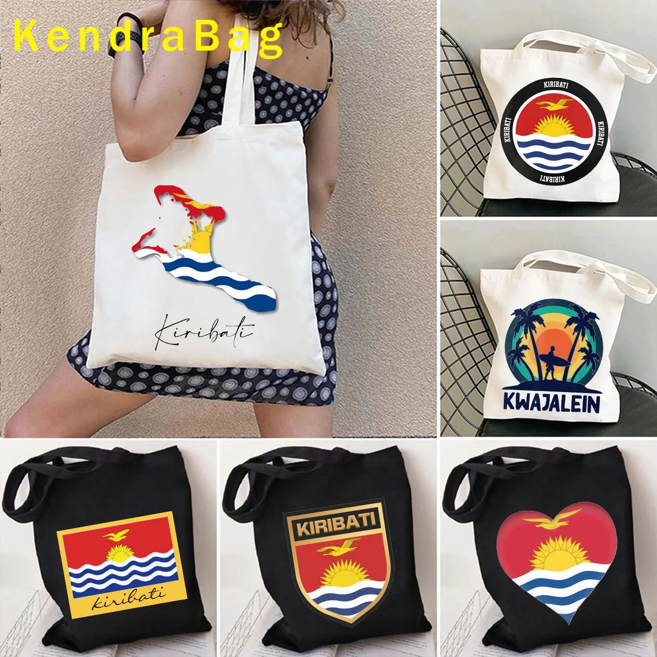 

Kiribati Coat of Arms Emblem Country Flag Map Love Heart Patriotic Gifts Women Canvas Shoulder Tote Bag Harajuku Shopper Handbag