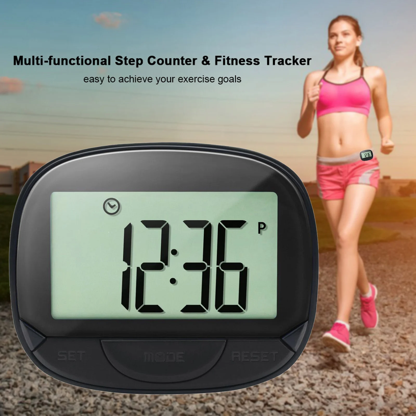 Multi-functional Step Counter 3D Pedometer with Clip for Fitness Tracker for Tracking Steps / Walking Distance / Calories Portab