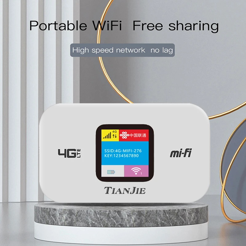 TIANJIE 150Mbps 4G Wifi Router Sim Card Wireless Modem FDD/TDD Mobile High Speed Car WI-FI Network Adapter With 2100MAh Battery