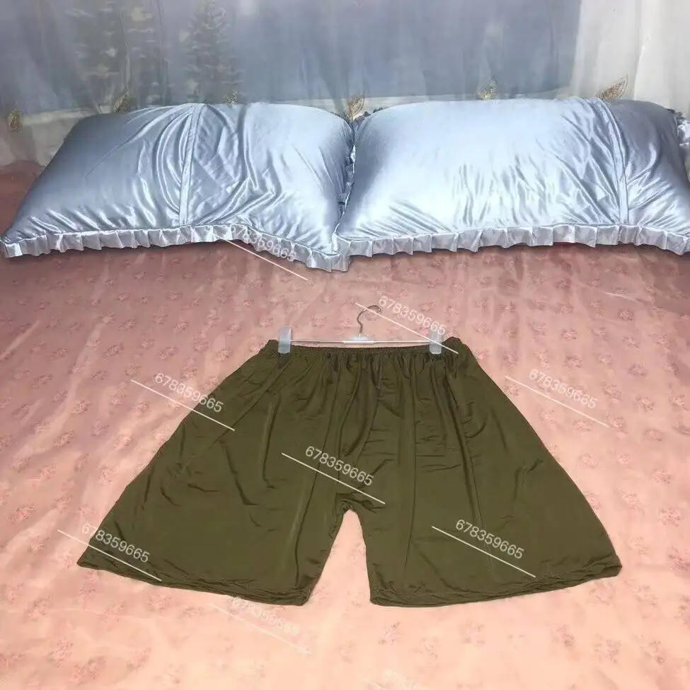 

Unisex Summer Ice Silk Shorts Women Men Underwears Apro Pants Plus Size Casual Sleeping Bottoms