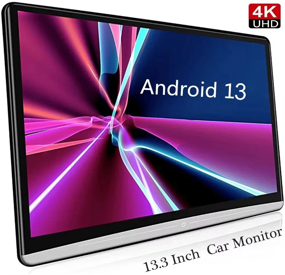 13.3 inch Android 14 Car Headrest Monitor Tablet PC HD 1080P WIFI/Bluetooth/USB/HDMI/Airplay MP5 Andriod APP Movie Video Player