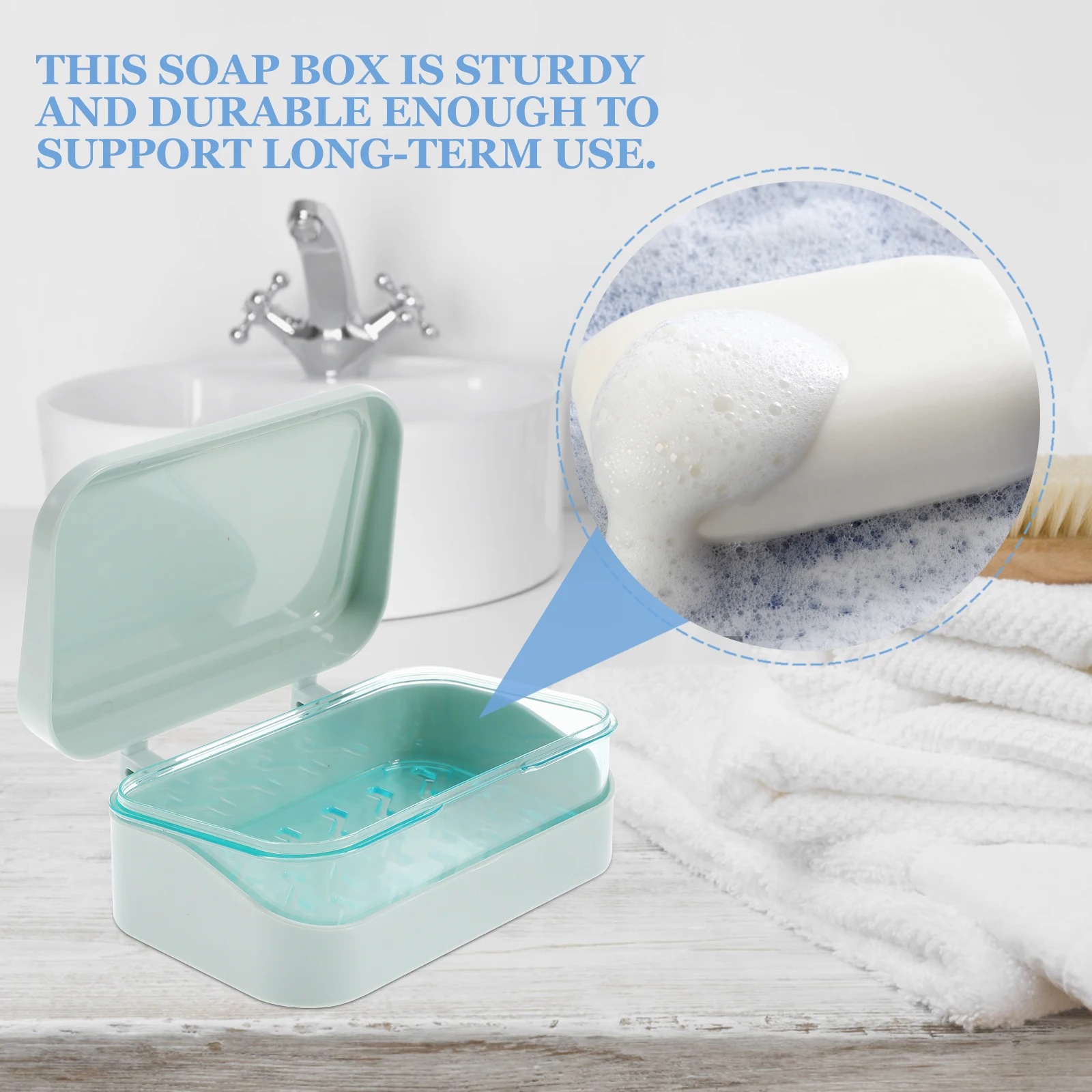 

Holder Blue Portable Bathroom Kitchen Organizer Leak Shower Soap Dish Proof Bar Container Box Shower Storage