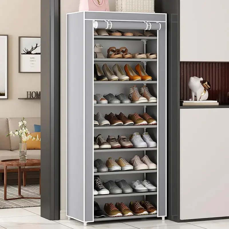 Ultra-thin large fabric metal shoe cabinet storage rack shoe cabinet household shoe cabinet