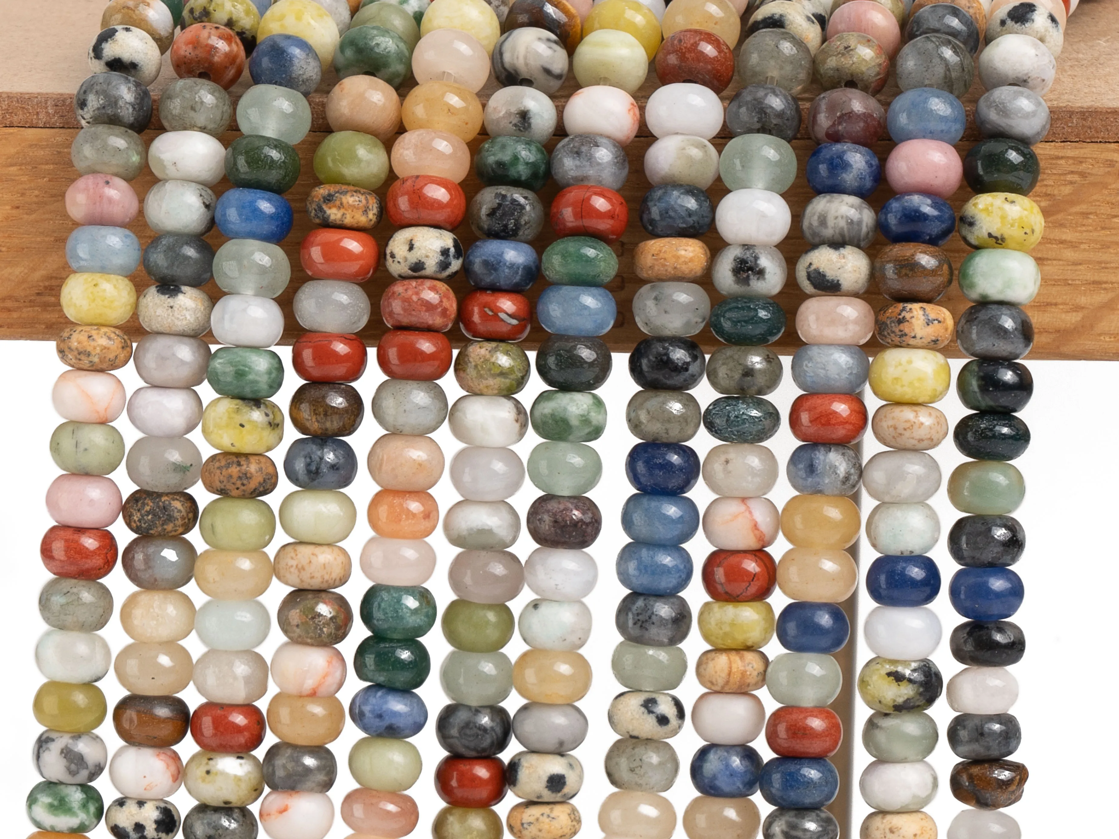 Multicolor Mixed Stone Beads Grade AAA Genuine Natural Gemstone Rondelle Size Options 6/8/10mm for Jewelry Making