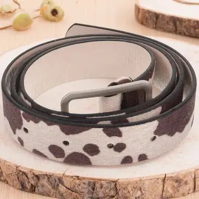

Cow Print Belt For Women Adjustable Animal Print Waist Band Western Style Jeans Belt Casual Fashion Accessory