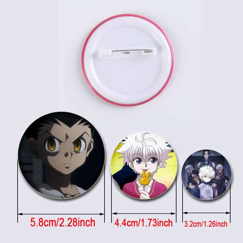 Anime Hunter X Hunter Creative Badge Tinplate Soft Button Pin Zoldyck Killua/Kurapika/ Freecss Gon Brooch for Backpack Decor