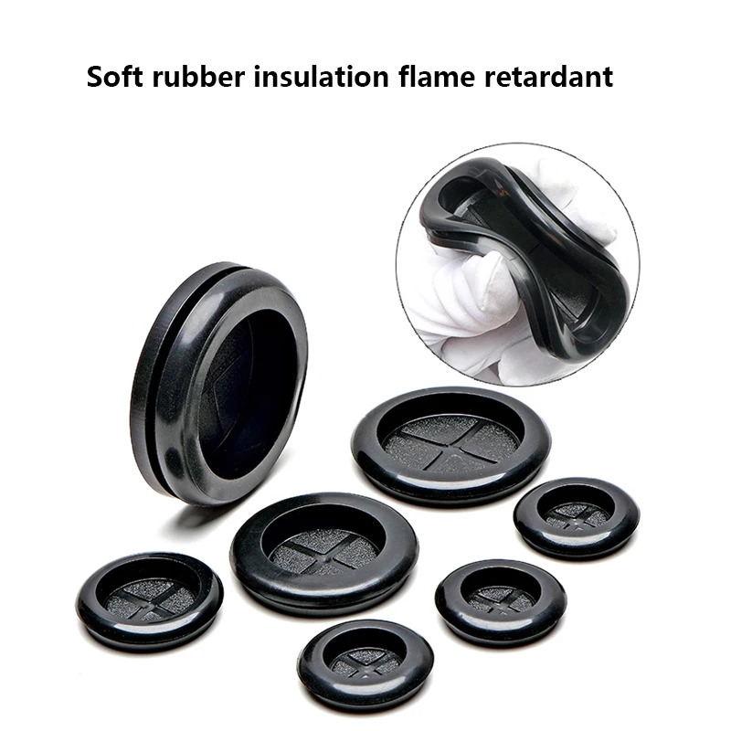 Black Rubber Protective Coil Buckle Type Grommet Seal O-ring Sealing Cap Hole Plug For Protection Wire Cable Air Pipe Round Tube