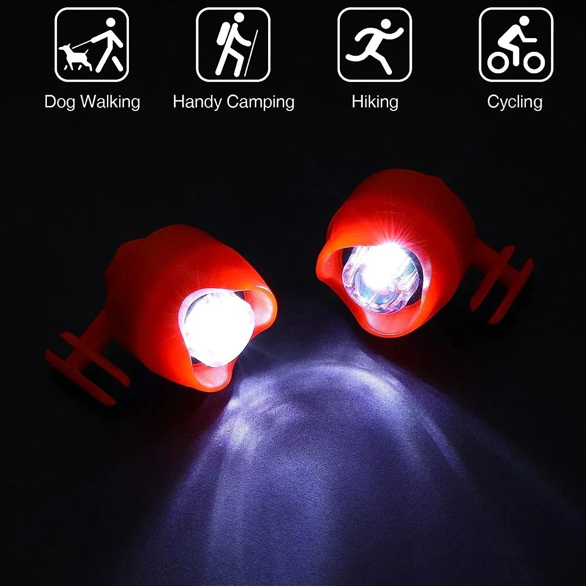 2 fari per coccodrillo piccole luci modalità scarpe ciondoli zoccoli sandali scarpe decorazione corsa campeggio accessori per scarpe divertenti