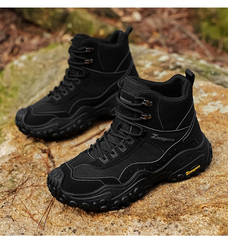 Modische Herren-High-Top-Stiefel mit dicker Sohle, abriebfest, bequem und atmungsaktiv, ideal für Outdoor-Abenteuer, Camping und Wandern. – Detail 23