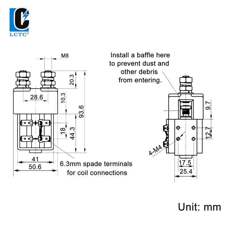 LCTC energie elektromagnetické relé 12V 24V 36V 48V 60V 72V baterie stykač vysokozdvižný stejnosměrný stykač CZW 100A běžně otevřený