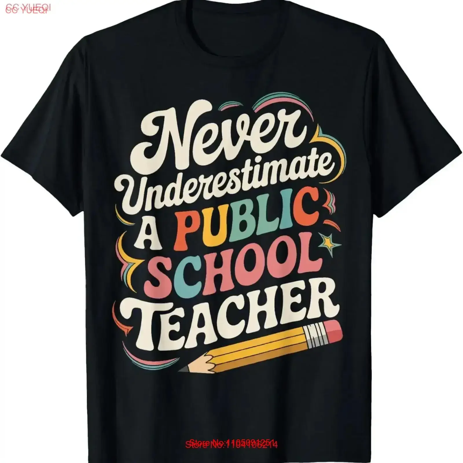 Never Underestimate a Public School Teacher Education T Shirt vintage Washed Versatile designer clothes streetwear Breathable