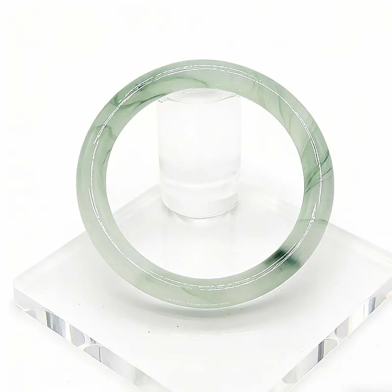 

Винтажный полупрозрачный браслет из зеленого нефрита, натуральный бирманский жадеитовый браслет с плавающими зелеными прожилками, целебное хрустальное украшение