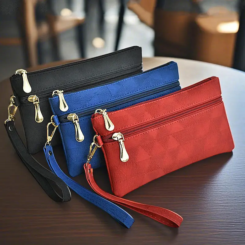 

Women's Long Wallet Classic Wallet PU Leather Fashion Simple Large Capacity Mobile Bag Ladies Purse Clutch Bag With Wristband