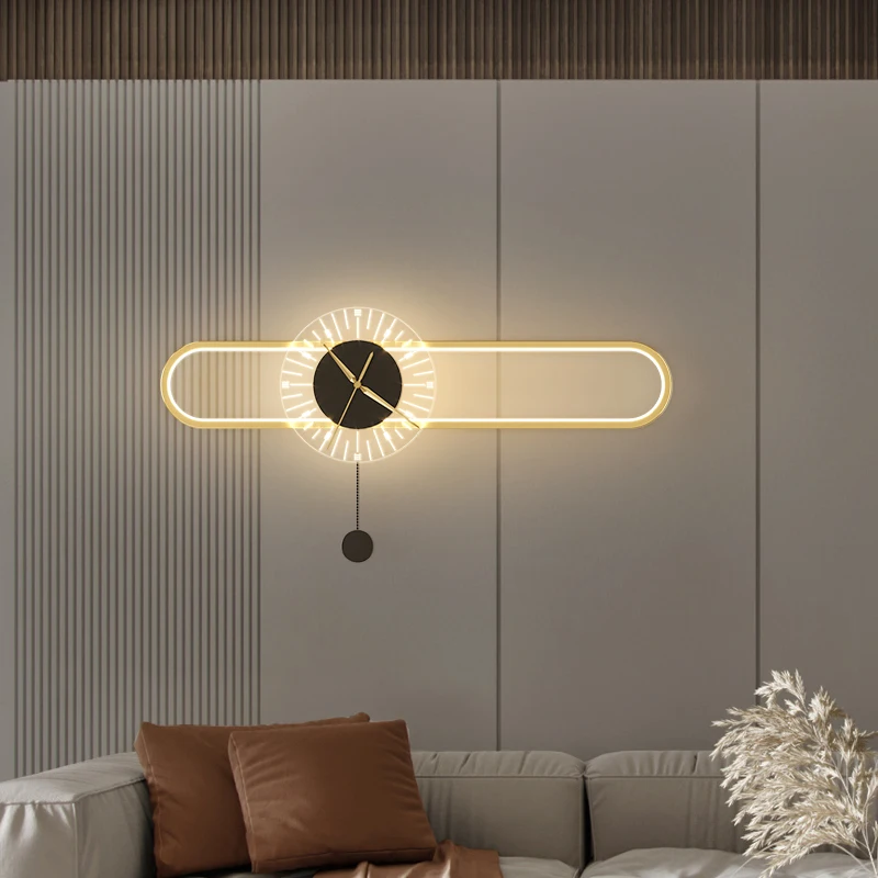 Modern Clock LED Wall Light, Sconces Iluminação Interior, Home Decor, Cabeceira, Corredor, Corredor, Hotel, Sala De Estar