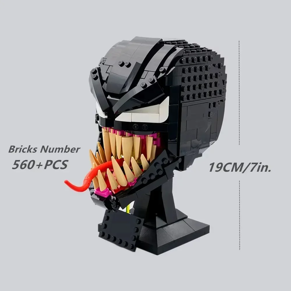 Brinquedos quentes marvel super-heróis moc veneno capacete blocos de construção tijolos compatível 76187 coleção modelo 76199 carnage crianças presentes