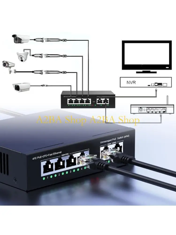 

A2BA High Performances Poe Switches 4 Port 2 Uplinks Metal Case For Secure Setups