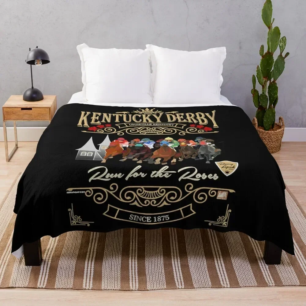 

Kentucky Derby Run for the Roses Horse Racing Masks Throw Blanket Warm Napping Blanket for Office Couch Bed