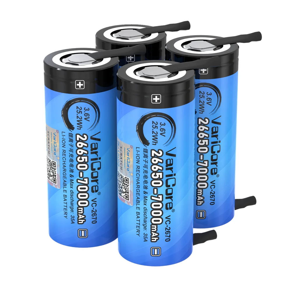 VariCore جديد الأصلي 3.6 فولت 7000 مللي أمبير 26650 بطاريّة ليثيوم قابلة لإعادة الشحن 35A التفريغ لتقوم بها بنفسك ورقة النيكل