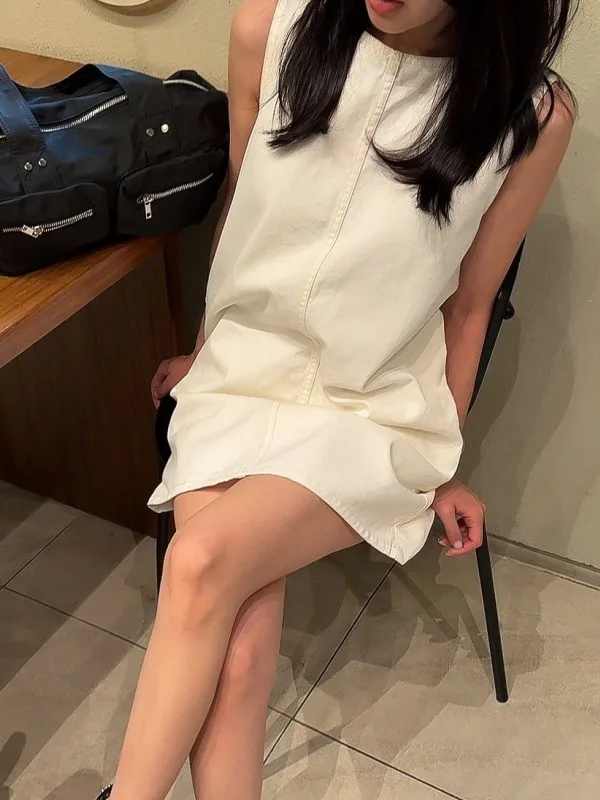 Chique zomer los denim vest Dr dames open ba riem ontwerp casual woon-werkverkeer Sle pure kleur f ingeknoopte kraag